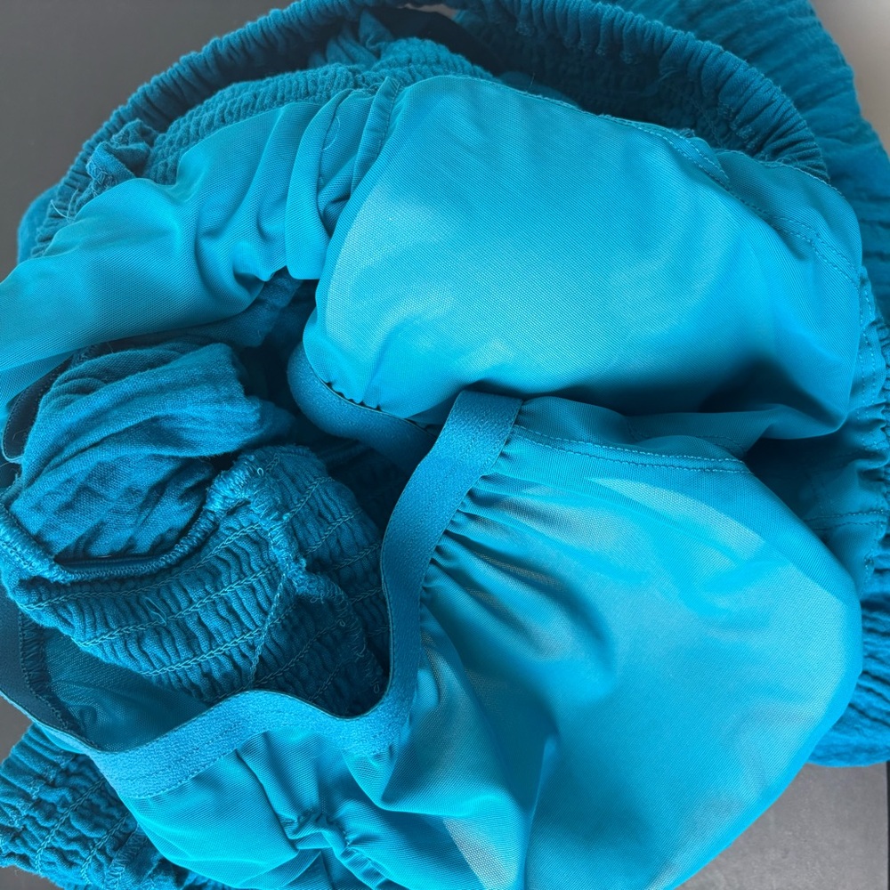 Soma Weekend Smocked Ruffle Strap Pintucked Midi Dress in Blue - Picture 12 of 15